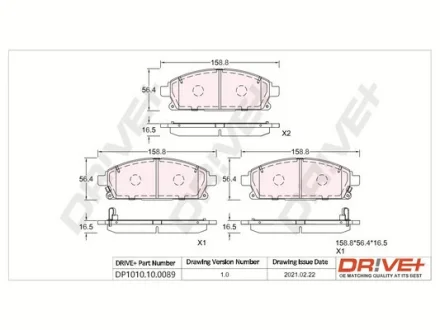 Drive+ - Гальмівні колодки до дисків DR!VE+ DP1010.10.0089