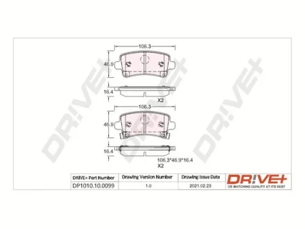 Drive+ - Гальмівні колодки до дисків DR!VE+ DP1010.10.0099