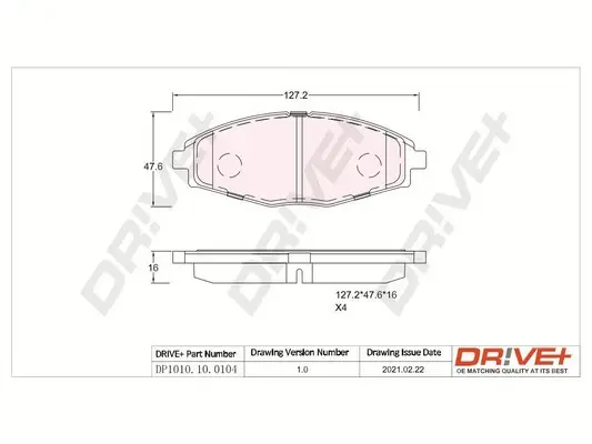 Drive+ - Гальмівні колодки до дисків DR!VE+ DP1010.10.0104 (фото 1)