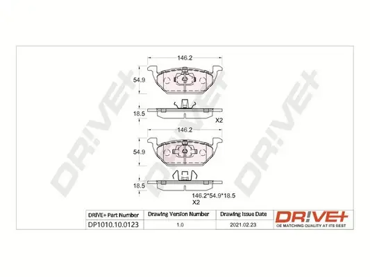 Drive+ - Гальмівні колодки до дисків DR!VE+ DP1010.10.0123 (фото 1)