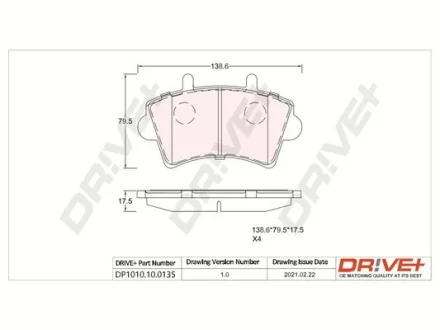Drive+ - Гальмівні колодки до дисків DR!VE+ DP1010.10.0135