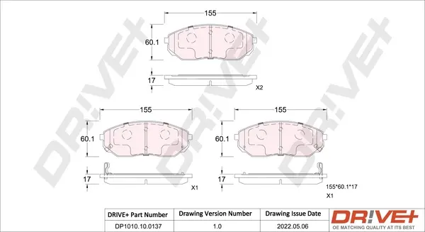 Drive+ - Гальмівні колодки до дисків DR!VE+ DP1010.10.0137 (фото 1)