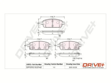 Drive+ - Гальмівні колодки до дисків DR!VE+ DP1010.10.0142