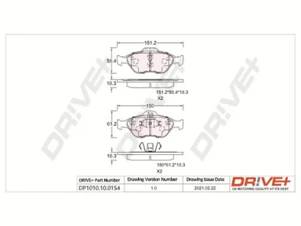 Drive+ - Гальмівні колодки до дисків DR!VE+ DP1010.10.0154