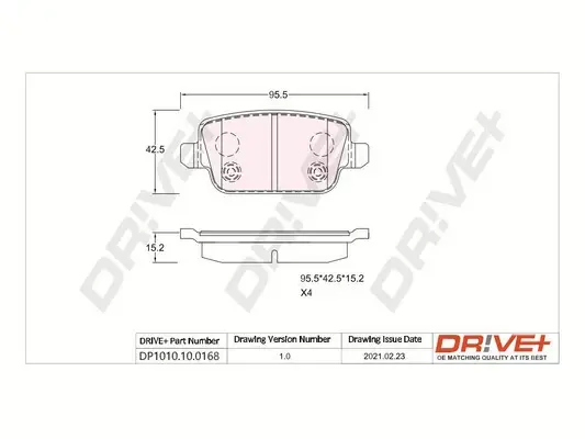 Drive+ - Гальмівні колодки до дисків DR!VE+ DP1010.10.0168 (фото 1)