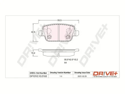 Drive+ - Гальмівні колодки до дисків DR!VE+ DP1010.10.0168