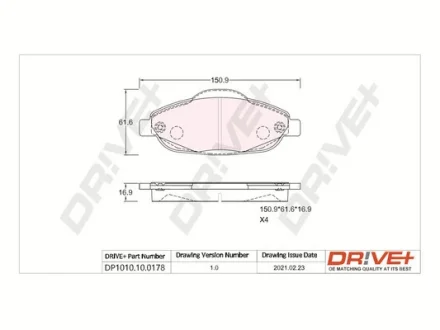 Drive+ - Гальмівні колодки до дисків DR!VE+ DP1010.10.0178