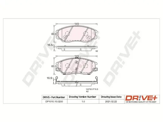 Drive+ - Гальмівні колодки до дисків DR!VE+ DP1010.10.0200 (фото 1)