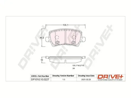Drive+ - Гальмівні колодки до дисків DR!VE+ DP1010.10.0227 (фото 1)