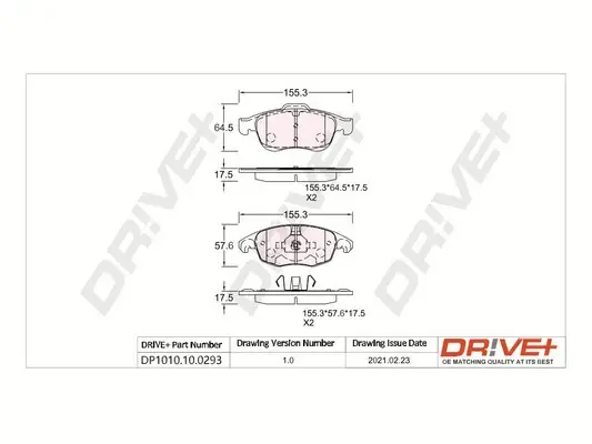 Drive+ - Гальмівні колодки до дисків DR!VE+ DP1010.10.0293 (фото 1)