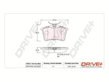 Drive+ - Гальмівні колодки до дисків DR!VE+ DP1010.10.0337