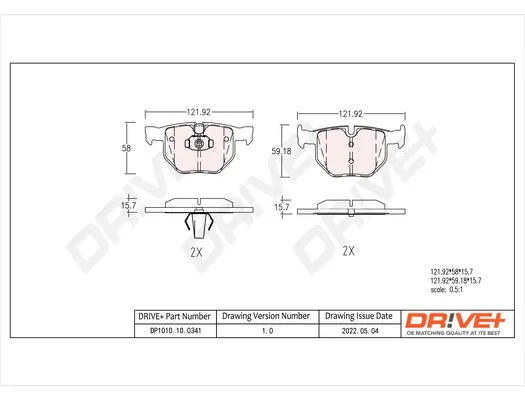 Drive+ - Гальмівні колодки до дисків DR!VE+ DP1010.10.0341 (фото 1)