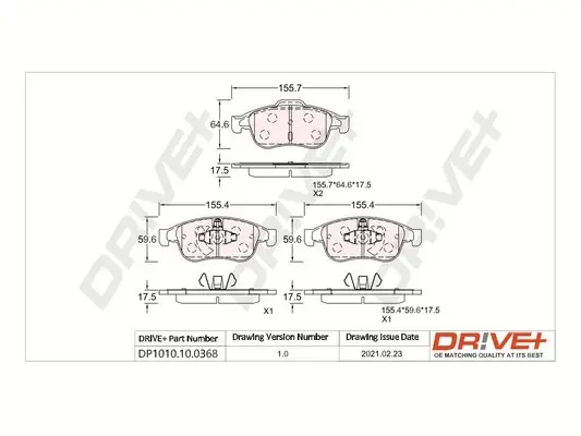 Drive+ - Гальмівні колодки до дисків DR!VE+ DP1010.10.0368 (фото 1)