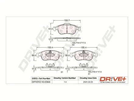 Drive+ - Гальмівні колодки до дисків DR!VE+ DP1010.10.0368