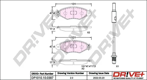 Drive+ - Гальмівні колодки до дисків DR!VE+ DP1010.10.0387 (фото 1)