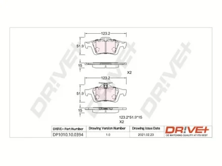 Drive+ - Гальмівні колодки до дисків DR!VE+ DP1010.10.0394
