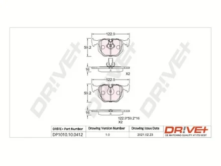 Drive+ - Гальмівні колодки до дисків DR!VE+ DP1010.10.0412