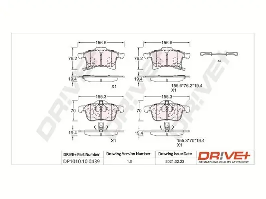 Drive+ - Гальмівні колодки до дисків DR!VE+ DP1010.10.0439 (фото 1)