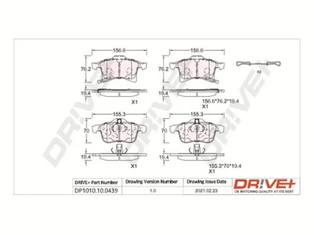 Drive+ - Гальмівні колодки до дисків DR!VE+ DP1010.10.0439