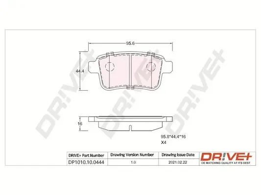 Drive+ - Гальмівні колодки до дисків DR!VE+ DP1010.10.0444 (фото 1)