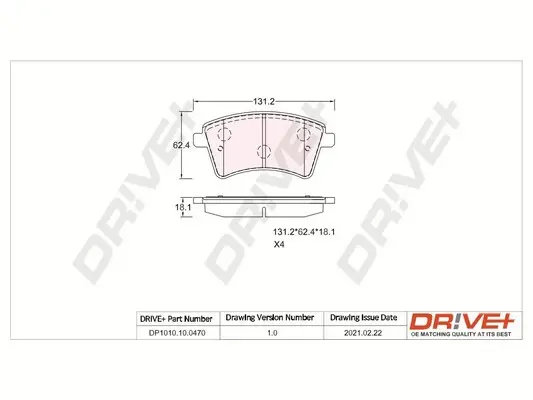 Drive+ - Гальмівні колодки до дисків DR!VE+ DP1010.10.0470 (фото 1)