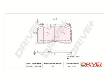 Drive+ - Гальмівні колодки до дисків DR!VE+ DP1010.10.0533