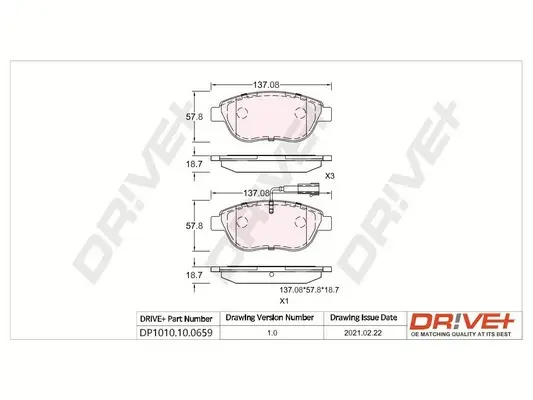 Drive+ - Гальмівні колодки до дисків DR!VE+ DP1010.10.0659 (фото 1)