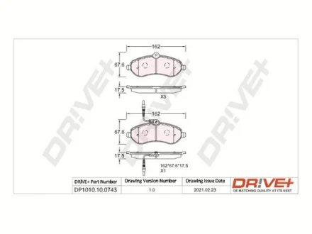 Drive+ - Гальмівні колодки до дисків DR!VE+ DP1010.10.0743