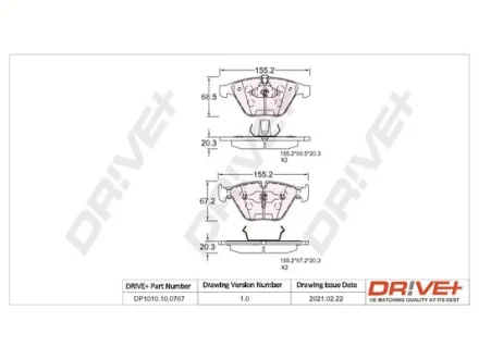 Drive+ - Гальмівні колодки до дисків DR!VE+ DP1010.10.0767