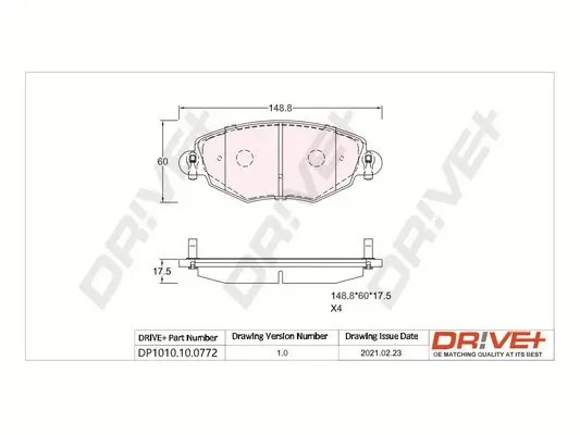 Drive+ - Гальмівні колодки до дисків DR!VE+ DP1010.10.0772 (фото 1)