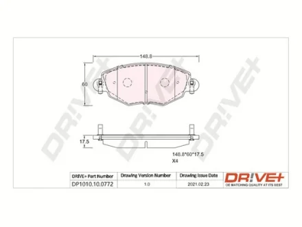 Drive+ - Гальмівні колодки до дисків DR!VE+ DP1010.10.0772