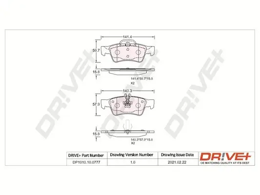 Drive+ - Гальмівні колодки до дисків DR!VE+ DP1010.10.0777 (фото 1)