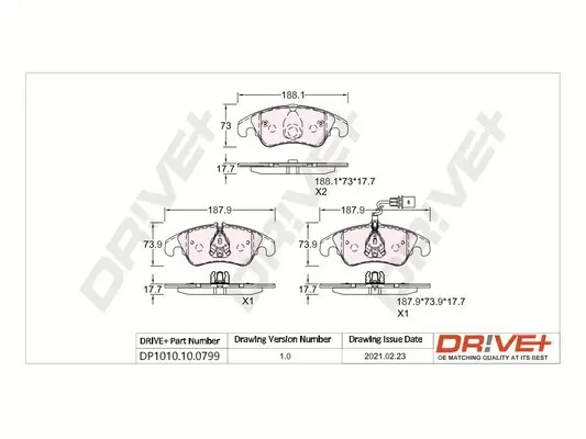 Drive+ - Гальмівні колодки до дисків DR!VE+ DP1010.10.0799 (фото 1)