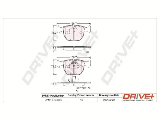 Drive+ - Гальмівні колодки до дисків DR!VE+ DP1010.10.0805 (фото 1)
