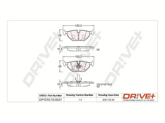 Drive+ - Гальмівні колодки до дисків DR!VE+ DP1010.10.0821 (фото 1)
