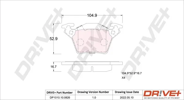 Drive+ - Гальмівні колодки до дисків DR!VE+ DP1010.10.0826 (фото 1)