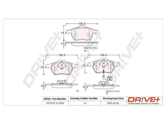 Drive+ - Гальмівні колодки до дисків DR!VE+ DP1010.10.0830 (фото 1)