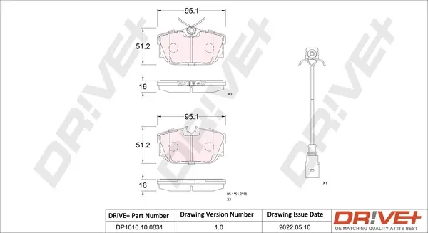 Drive+ - Гальмівні колодки до дисків DR!VE+ DP1010.10.0831 (фото 1)