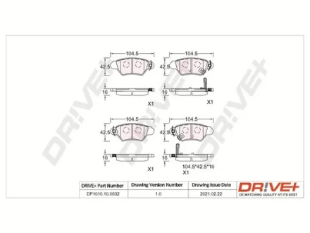 Drive+ - Гальмівні колодки до дисків DR!VE+ DP1010.10.0832