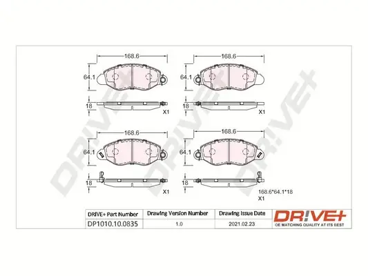Drive+ - Гальмівні колодки до дисків DR!VE+ DP1010.10.0835 (фото 1)