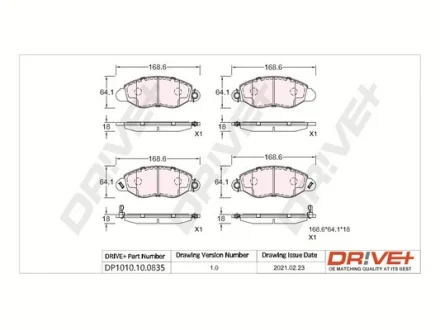 Drive+ - Гальмівні колодки до дисків DR!VE+ DP1010.10.0835