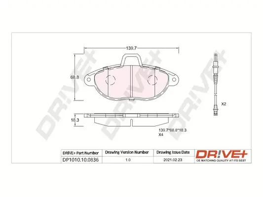 Drive+ - Гальмівні колодки до дисків DR!VE+ DP1010.10.0836 (фото 1)