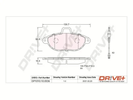 Drive+ - Гальмівні колодки до дисків DR!VE+ DP1010.10.0836