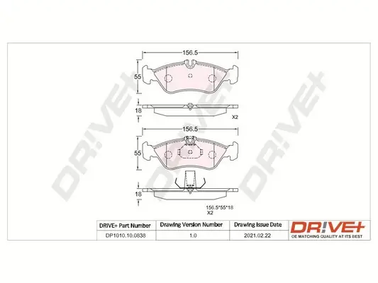 Drive+ - Гальмівні колодки до дисків DR!VE+ DP1010.10.0838 (фото 1)