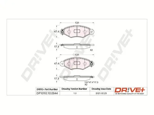 Drive+ - Гальмівні колодки до дисків DR!VE+ DP1010.10.0844 (фото 1)