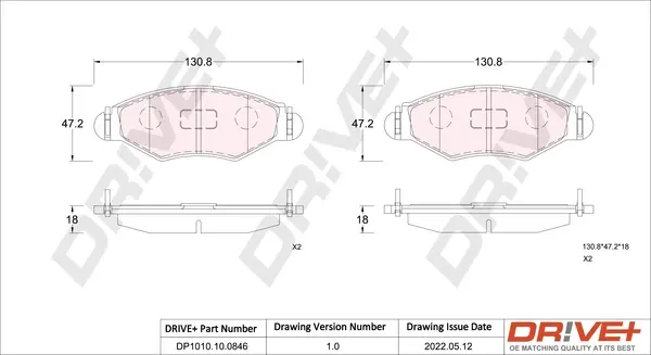 Drive+ - Гальмівні колодки до дисків DR!VE+ DP1010.10.0846 (фото 1)