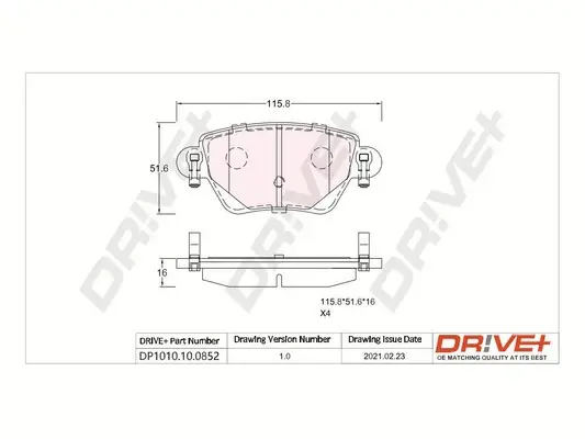 Drive+ - Гальмівні колодки до дисків DR!VE+ DP1010.10.0852 (фото 1)