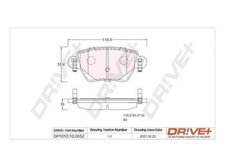 Drive+ - Гальмівні колодки до дисків DR!VE+ DP1010.10.0852