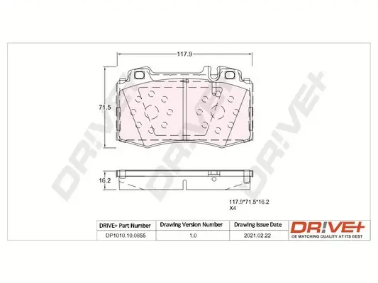 Drive+ - Гальмівні колодки до дисків DR!VE+ DP1010.10.0855 (фото 1)