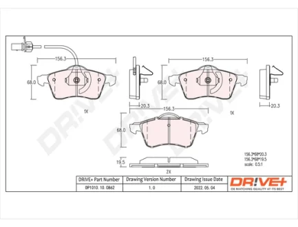 Drive+ - Гальмівні колодки до дисків DR!VE+ DP1010.10.0862